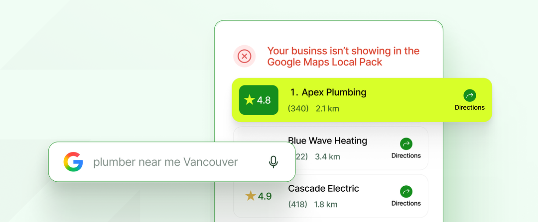 Google Maps local pack showing competitors outranking your business