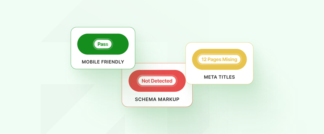 Technical audit checklist showing pass, fail, and warning statuses